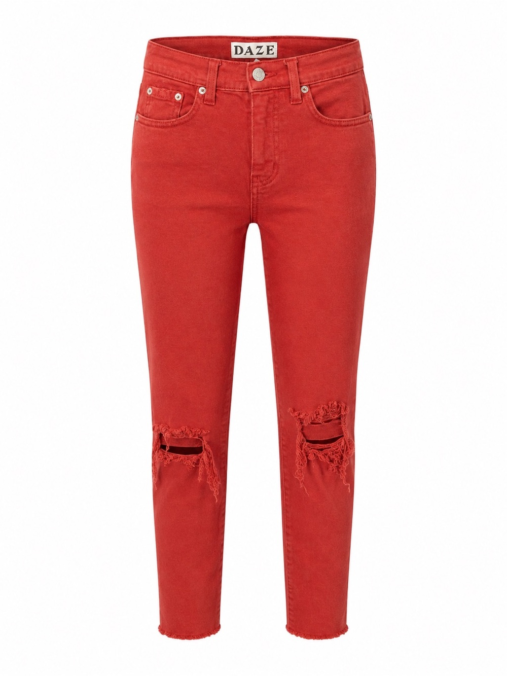 Y4 DAZE High Rise Straight Leg Distressed Jeans Rust Size 25 NWT - Picture 3 of 9